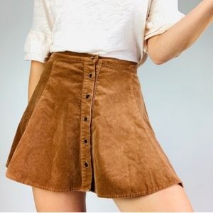 Brandy Melville Suede Button-Up Flounce Skirt